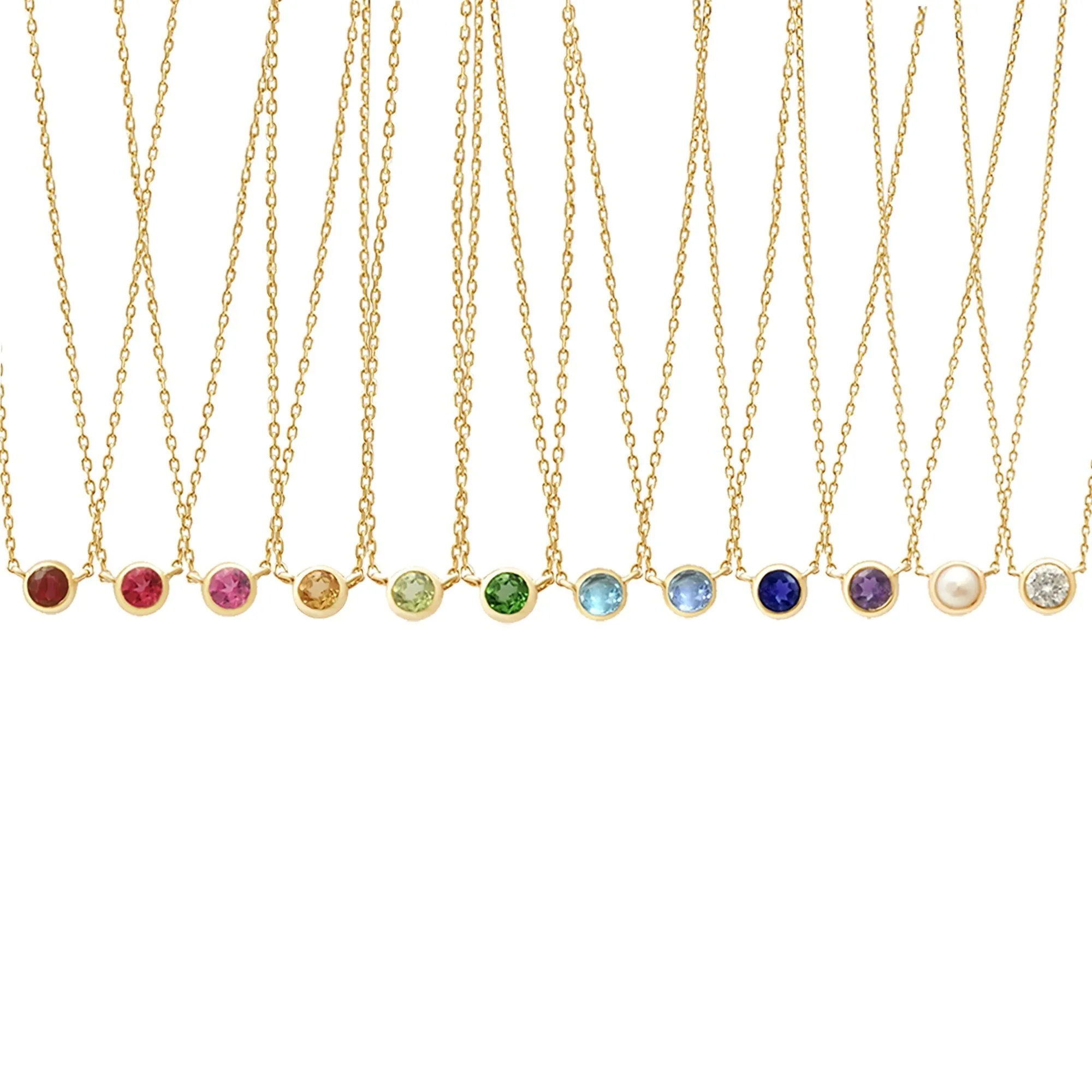 Ruby Station Necklace Bezel Set in 14k Gold