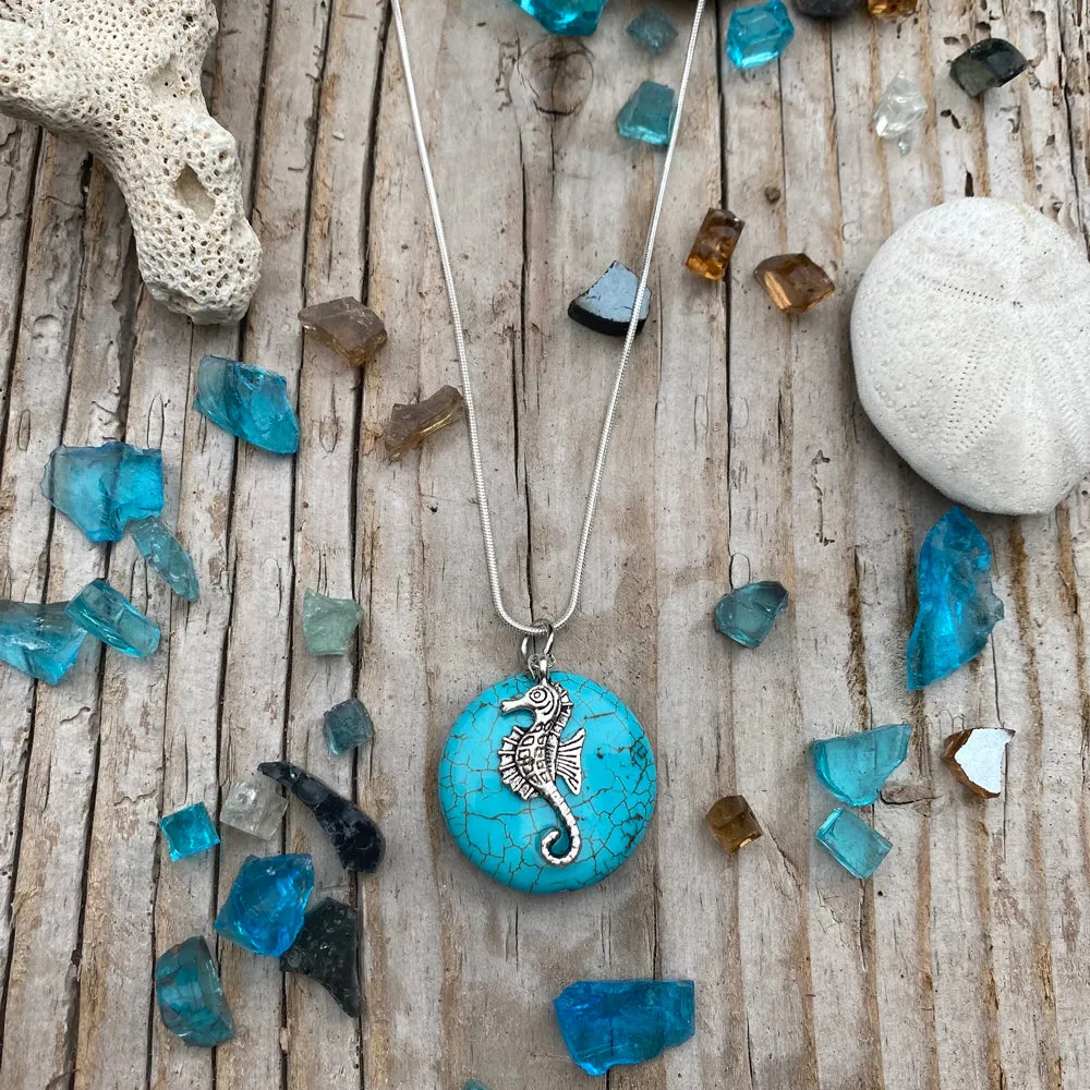 Seahorse Necklace with Turquoise