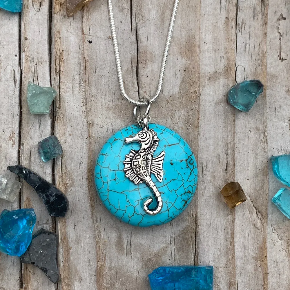 Seahorse Necklace with Turquoise