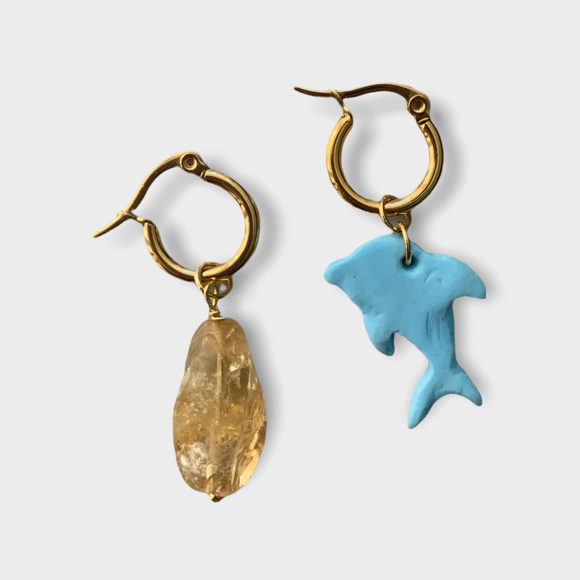 SUN AND DOLPHIN GOLD SMALL HOOPS