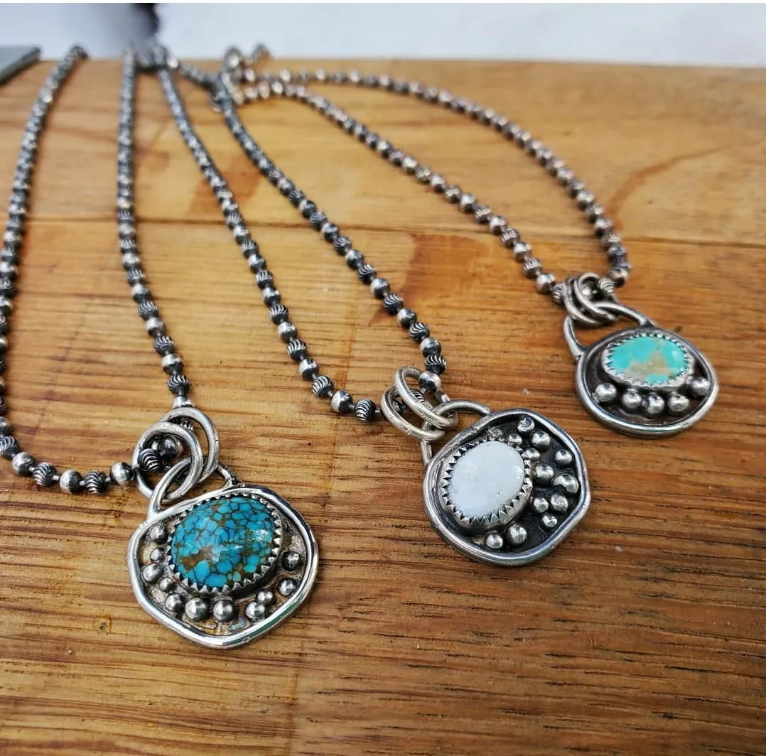 Turquoise Cobblestone Charm Necklace