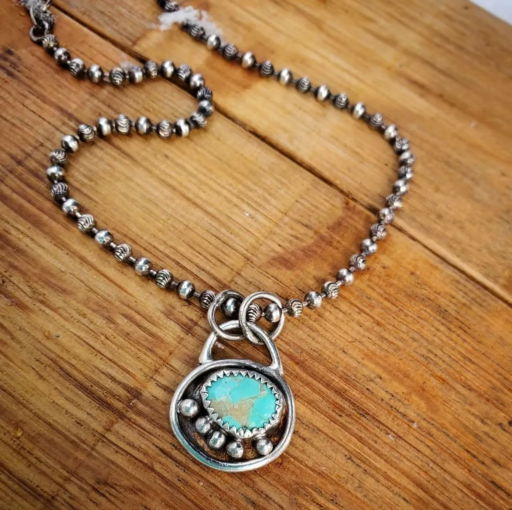 Turquoise Cobblestone Charm Necklace