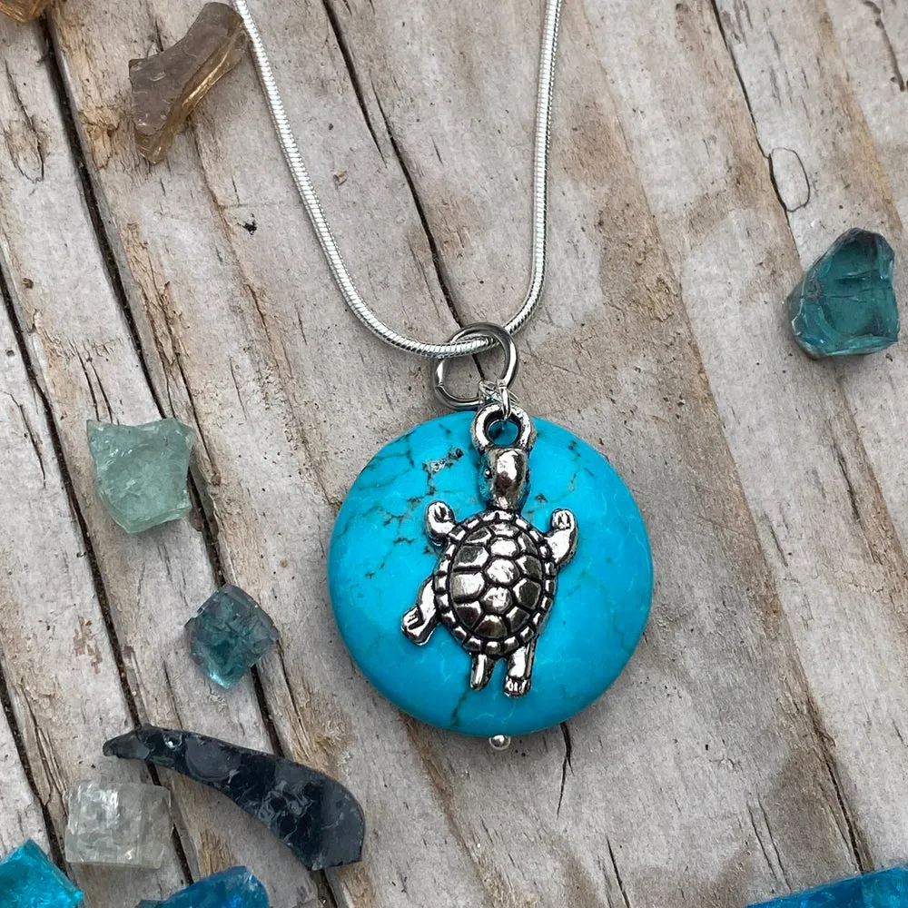 Turtle Necklace with Turquoise