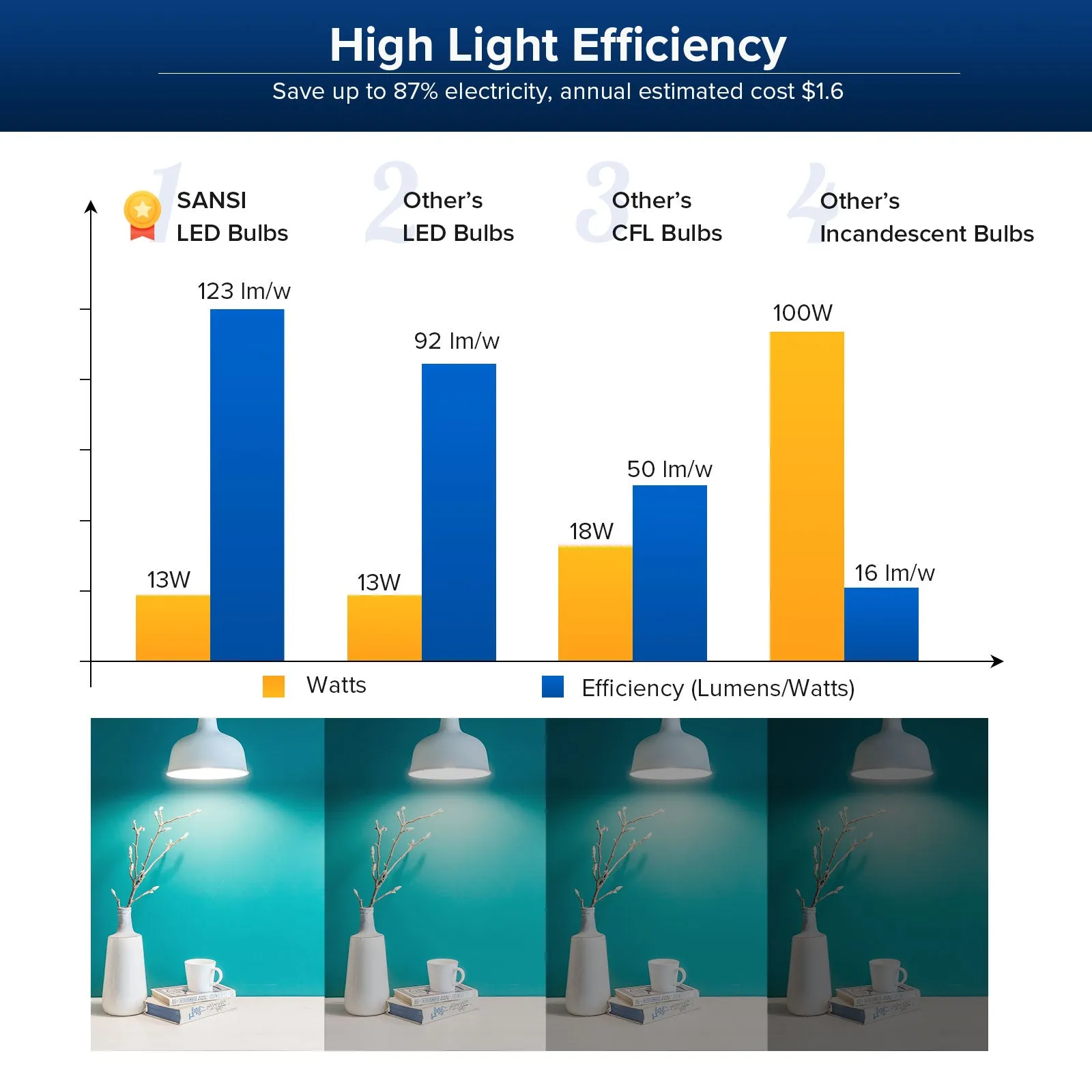 Upgraded A19 13W LED 3000K/5000K Light Bulb (US ONLY)