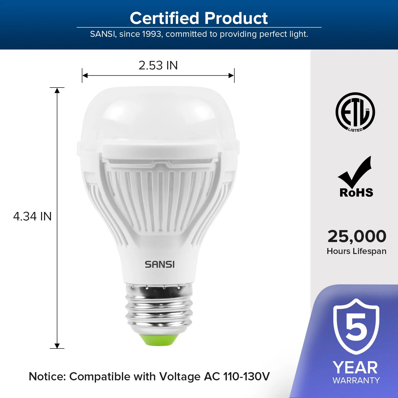 Upgraded A19 13W LED 3000K/5000K Light Bulb (US ONLY)