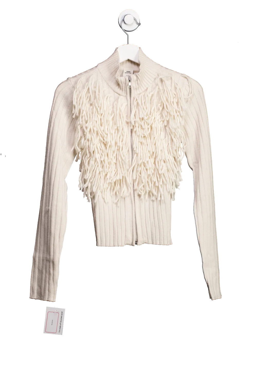 Urban Outfitters Cream Loopy Knit Zip Through Cardigan UK XS