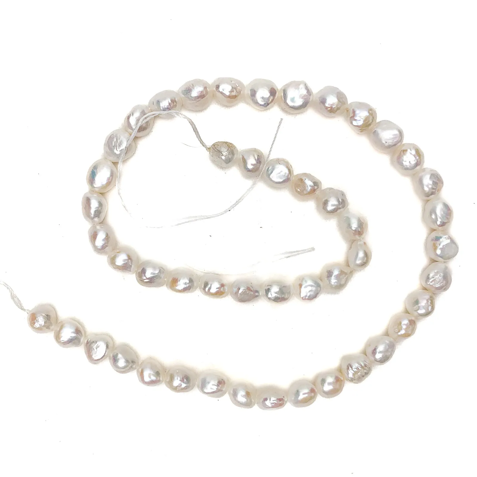 White Baroque Freshwater Pearl Bead Strand